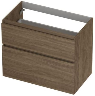 INK - Onderkast 2 Laden Greeploos Hout Decor met Houten Keerlijst A-symmetrisch - 800x450x650 Mm - Zuiver Eiken