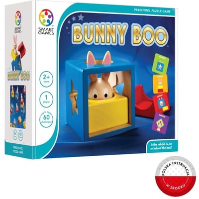 SmartGames Bunny Boo - Logisch Denkspel met Houten Konijn - 60 Uitdagingen - Nabouwen opdrachtkaarten - Educatief spel voor Peuters & Kleuters - Vanaf 2 Jaar
