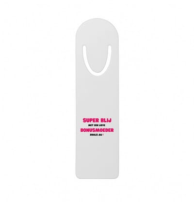 Hacebo® - super blij met een lieve bonusmoeder zoals jij metalen boekenlegger - Mama - de liefste bonusmoeder - Moeder cadeautjes - moederdag - verjaardag - geschenk - kado Bladwijzer boekenleggers - 12.7 cm x 3.2cm