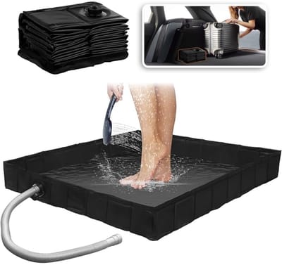 Opvouwbare Campingwastafel Met Afvoerklep - 80cm Vierkant Waterdicht PVC - Inklapbaar Eenvoudig Op Te Zetten - Lichtgewicht En Duurzaam Voor Buitengebruik