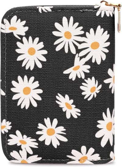 Dames Portemonnee met Bloemenpatroon en Rits - Ruimte voor 9 Kaarten en 2 Vakken | Zwart, Stijlvol en Praktisch