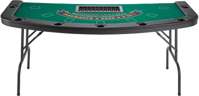 Opvouwbare pokertafel, 7-persoons 1828,8 mm opvouwbare casinotafel met beklede rails en bekerhouders, semi-ovale draagbare speeltafel met vilten oppervlak en metalen poten, ideaal voor Texas Hold'em en Blackjack