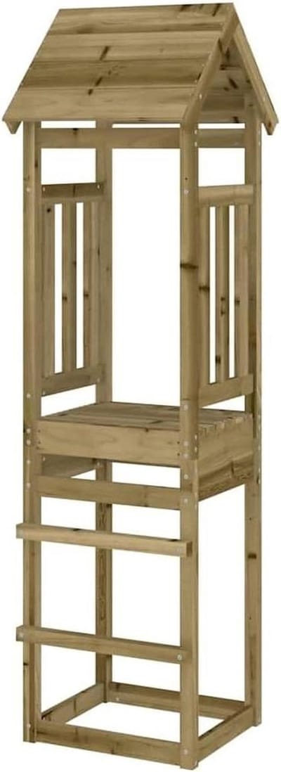Speeltoren Hout - Speelhuis Klimtoestel - Buiten Spelen - Geïmpregneerd Grenenhout - 52x46x206 cm - Natuurlijk