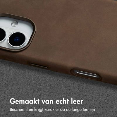 Accezz Hoesje - Geschikt voor iPhone 16 - Vintage Leather geschikt voor MagSafe Backcover - Rustic Brown