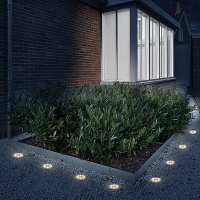 HOFTRONIC - 16x Ellis Solar Grondspots Buiten Zwart - 8 LEDs - IP65 waterdicht - Solar tuinverlichting - Incl. Schemerschakelaar - tuinspot zonneenergie