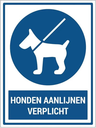Honden aanlijnen verplicht bord met tekst | gecoat dibond materiaal | 60 x 45 cm