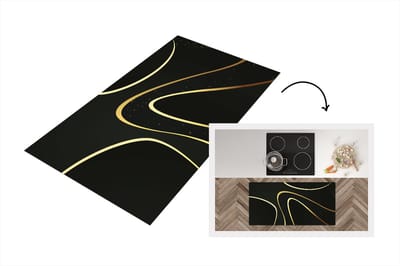 Keukenloper - Loper keuken - Gouden golven op een zwarte achtergrond - 120x60 cm - Keukenloper vinyl