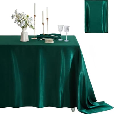 Rechthoekige Satijnen Tafelkleed Bruiloft Tafelkleed Wit Zwart voor Feest Verjaardagen Evenementen Banket Decoratie Huis Diner Tafelkleden 145x160cm
