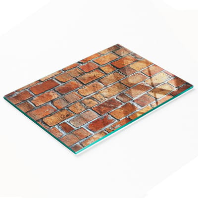 Keukenplank van gehard glas met decoratieve afbeelding van een bakstenen muur, 80x52 cm