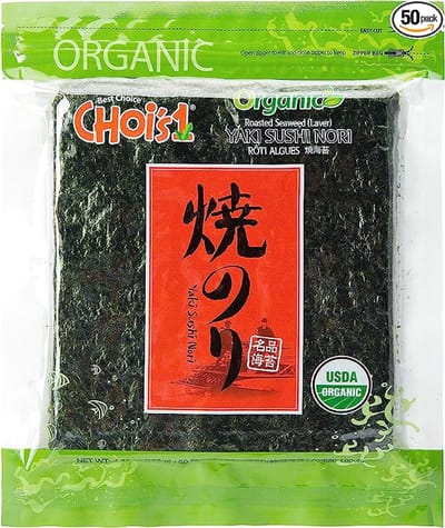 DAECHUN (Choi's1) Biologische Sushi Nori, hersluitbaar, goudgehalte, product van Korea, biologisch 50 vellen, 125 gr