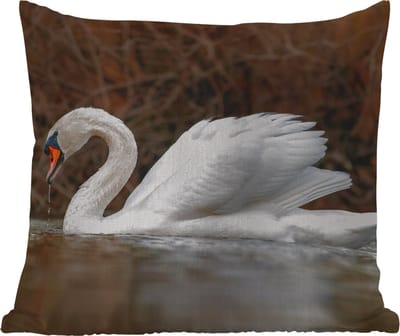 Tuinkussen - Zwaan - Water - Dieren - Vogel - 40x40 cm - Weerbestendig