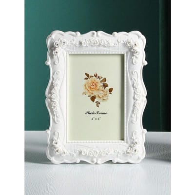 Cadre Photo Relief Rose, Cadre Blanc en Plastique pour Affiches Décoration Intérieure Cadeaux Anniversaire Remise de Diplôme 5''X7'' blanc