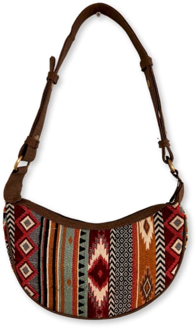 Jacquard - hobotas - schoudertas voor dames - hobotassen voor dames - roest tinten - 30x20x5 cm