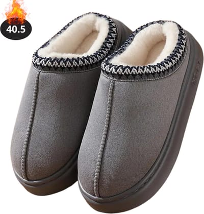 Nivard Warme Pantoffels - Sloffen - Slippers - Dames - Heren - Pluche - Maat 40.5 - Grijs