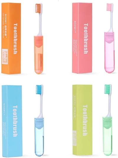 Opvouwbare Tandenborstels - Reis Tandenborstels - Hygiënisch Reizen - Compact Ontwerp - 4 Stuks - Multicolor
