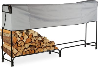 brandhout rek metaal - 22 x 245 x 40 cm - extra breed - met hoes - binnen - buiten