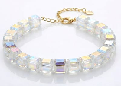 Kristallen Armband Kristal Kralen vierkant met hoogwaardige vierkante kristallen armbanden en zilver 925 - goud verguld - Kralenarmband met karabijnsluiting - 16cm t/m 21cm - Inclusief geschenkverpakking van Sophie Siero