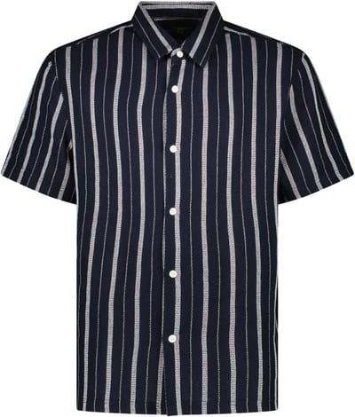 Cars Jeans - Korte Mouw Overhemd - Heren - S - Blauw - Katoen - Watts