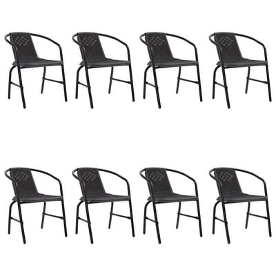 vidaXL - Tuinstoelen - 8 - st - 110 - kg - kunststof - rattan - en - staal
