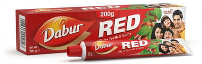 Dabur Red Tandpasta voor Tanden & Tandvlees, Natuurlijk Kruidenpasta, 200 g – Verzorgt Tandvlees, Versterkt Tanden, Frisse Adem, Natuurlijk & Effectief met Kajal Sticker