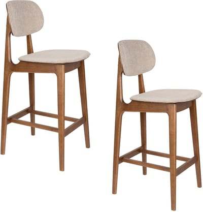 Dutchbone Marais Barkrukken 68,5 cm Walnoot kleur / Beige - Set van 2