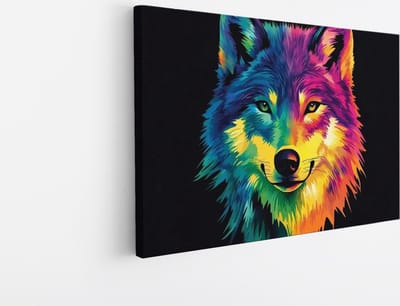 Saammp Canvas Schilderij - Abstracte Wolf - Dieren - Natuur - 30x20 - Foto op canvas - Wanddecoratie - muurdecoratie Woonkamer - Slaapkamer decoratie - Canvas Print