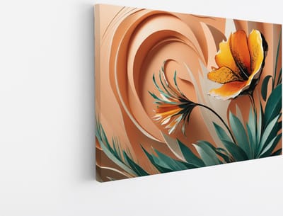 Saammp Canvas Schilderij - Oranje Bloem - Abstract - 30x20 - Foto op canvas - Wanddecoratie - Muurdecoratie Woonkamer - Kantoor Decoratie