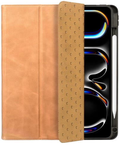 Rosso Elite Hoes Geschikt voor Apple iPad Pro 12.9 (2018/2020/2021/2022) - 2-in-1 Echt Leer Book Case en Back Cover - Magnetisch Uitneembaar Hoesje - Beschermhoes Lichtbruin