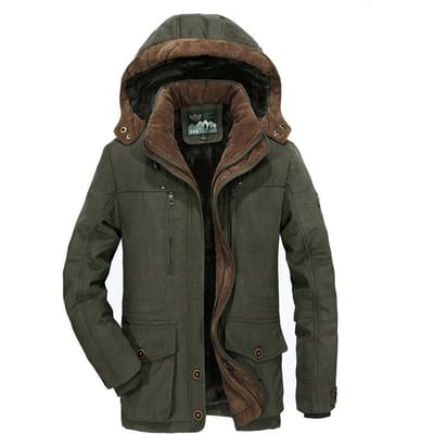 Winter Fluweel Verdikte Katoenen Kleding Heren Grote Maat Kan De Hoed Afgenomen Worden Losse Middellange en Lange Katoenen Kleding Heren 6XL black