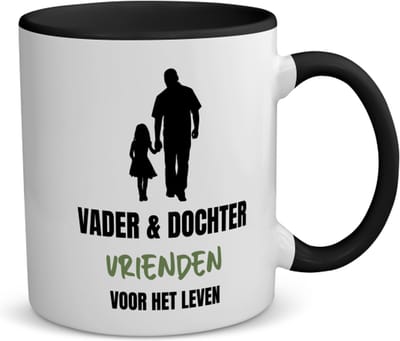 Akyol - vader en dochter koffiemok - theemok - zwart - Liefde - vrienden - verjaardagscadeau - cadeau voor vader/dochter - gift - kado - 350 ML inhoud