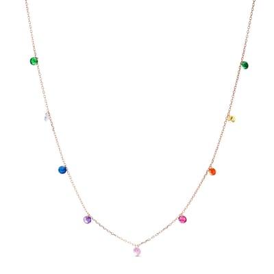 Luxenter collier, gemaakt van 925 sterling zilver en veelkleurige zirkonia's met een 18 karaat roségoudkleurige afwerking.