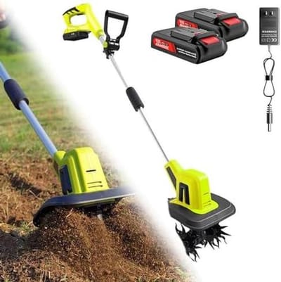 Elektrische Tuinfrees - Grondbewerker Cultivator - Tuinonderhoud - Draadloos Werken - 25 cm werkbreedte - Zwart