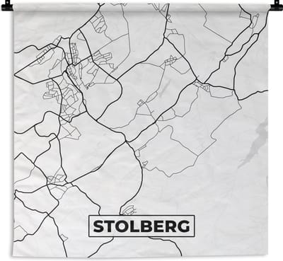 Wandkleed - Wanddoek - Plattegrond - Stolberg - Kaart - Stadskaart - 180x180 cm - Wandtapijt