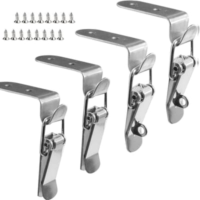 RVS Veiligheidshoeksluiting met Beugel en Schroef, Ideaal voor Deuren en Ramen, 2 Stuks zonder Slot en 2 Stuks met Slot