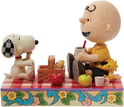 Picknickbeeldje met Snoopy, Woodstock en Charlie Brown