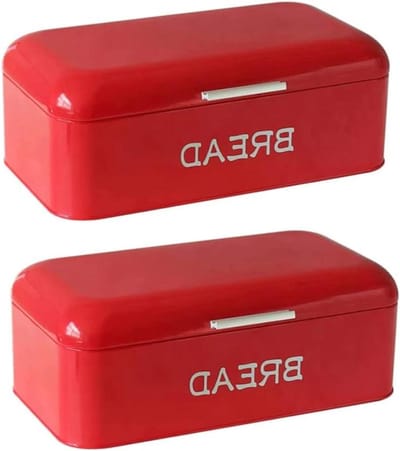 Broodtrommel Keuken - Broodhouder Opslag - Voedsel Vers Houden - Geventileerd Ontwerp - 42x22.5x16CM - Rood