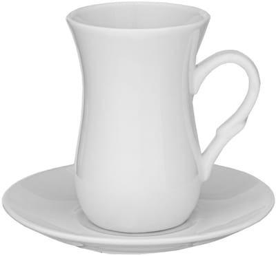 Wilmax - Theekopjes en Schoteltjesset - Set van 6 - Porselein