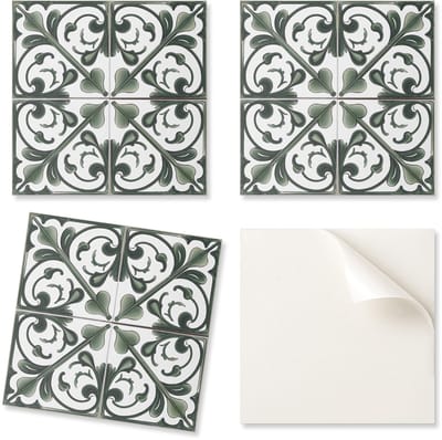 Decoratieve vinyltegels met afbeeldingen voor keuken of badkamer, plantenpatroon met ornamenten, 20x20x20 cm