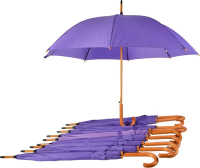 Paraplu 10 stuks - Set van 10 Paarse Paraplu's - Automatisch Uitklapbaar - Ø 98 cm Paraplu met Houten Handvat - Windproof - Waterdicht