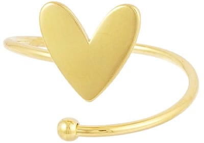 Yehwang - Hartjes Ring - Open Ringetje - Hartje - Gouden - One Size - Stainless Steel - Sieraad - Sieraden - Cadeau - Cadeautip - Moederdag