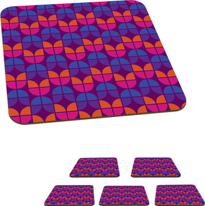 Onderzetters voor glazen - Tulpen - Patroon - Retro - 10x10 cm - Glasonderzetters - 6 stuks