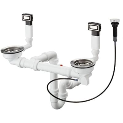 Hansgrohe Afvoergarnituren - Dubbele spoelbak automatische afvoer- en overloopcombinatie, RVS 43932800
