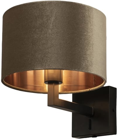 Lumidora Wandlamp 30909 - Voor binnen - SIENA - E27 - Zwart - Taupe - Metaal