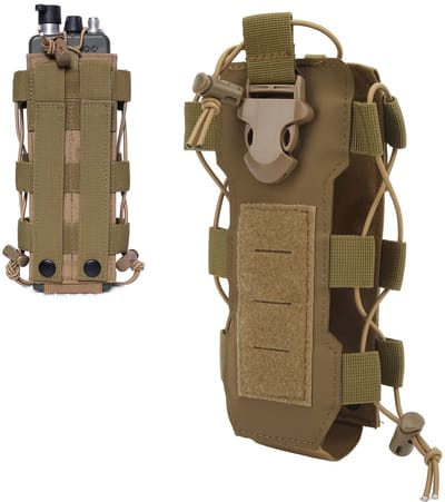 longziming - Waterfles Tas - Bidontas - Flessenhouder - Militaire stijl, slijtvast nylon - Beschermt tegen stoten en vallen, ideaal voor outdoor - Geschikt voor flessen van 0,3 tot 0,85 liter - Verstelbare draagriem - Khaki