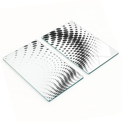 Set van 2 geharde glazen borden met geometrische figuren, 2x30x52 cm