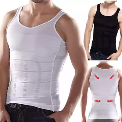Corrigerend Hemd Mannen - Maat L - Houding correctie hemd/shirt - Body Buik Shapewear Shirt - Slim Waist Shaper - Figuurcorrigerend Correctie Ondershirt - Postuur Corrector . - Wit