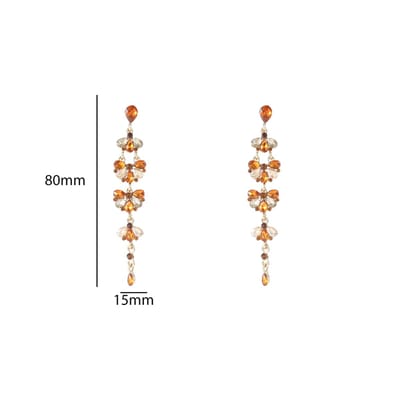 Go Dutch Label Oorknoppen Long Stone Dangle Goud Bruin