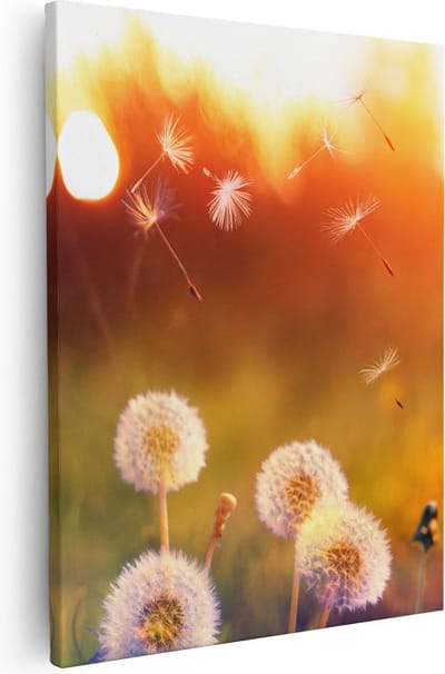 Artaza Canvas Schilderij Paardenbloemen Zaadjes - 40x50 cm - Muurdecoratie Woonkamer - Wanddecoratie Zomer - Kamer Accessoires