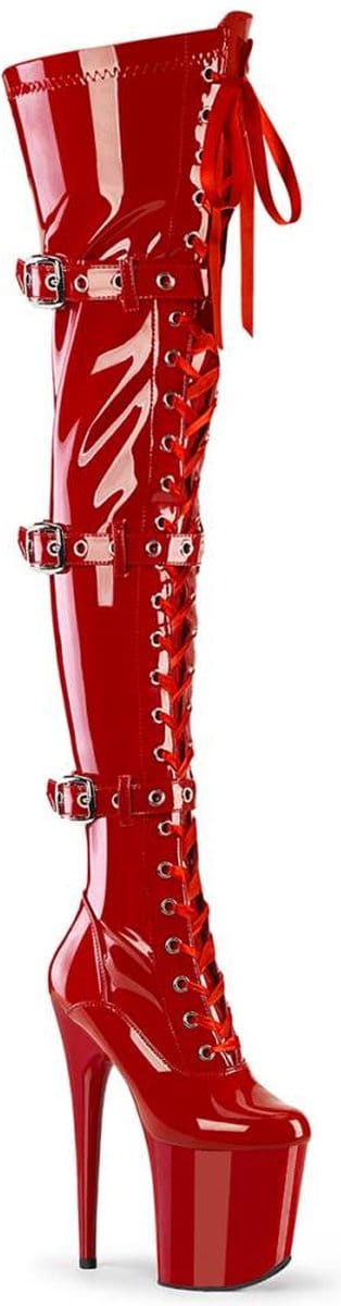 Pleaser - FLAMINGO-3028 Plateau Overknee Laarzen - US 12 - 42 Shoes - Rood