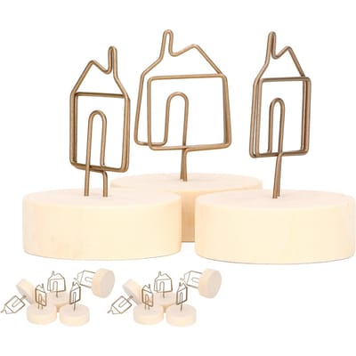 10 Pièces Porte-Cartes de Table Forme Maison Rétro Design Mignon Porte-Cartes de Visite Photo pour Bureau Maison beige